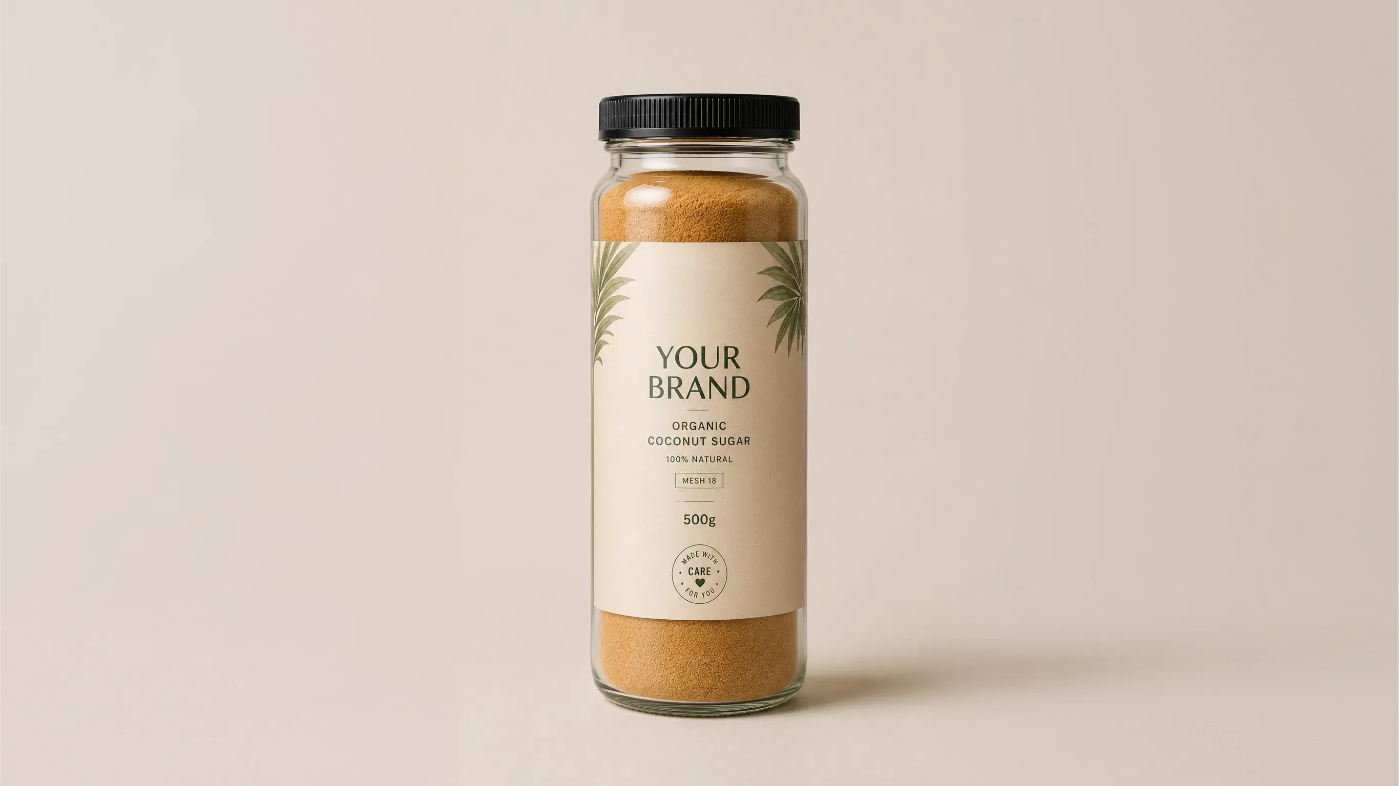 Bottle packaging for private label coconut sugar