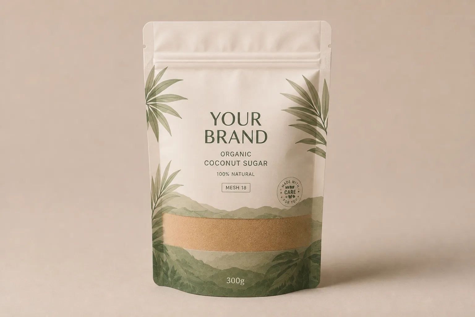 Pouch packaging for private label coconut sugar