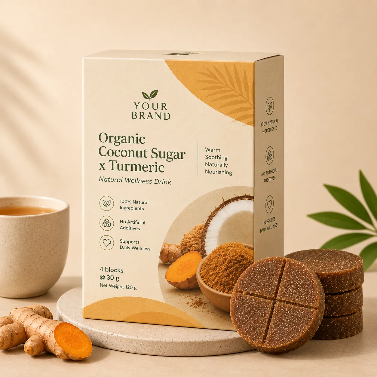 Coconut sugar ginger syrup in a spouted pouch