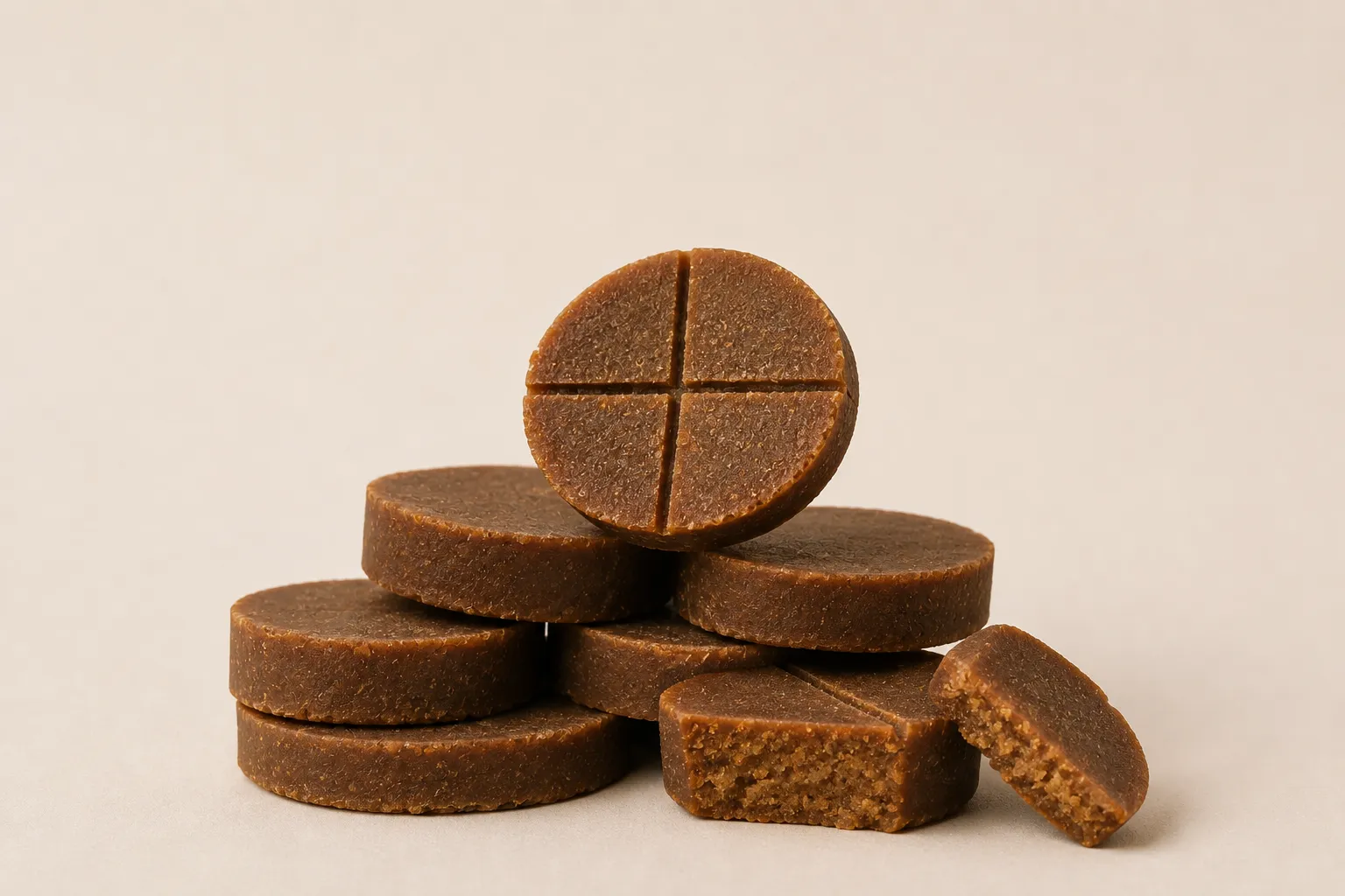 Stacked blocks of solid coconut sugar